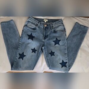 Easel Los Angeles Star Patch Jeans Skinny Mid Rise Euc Sz Small